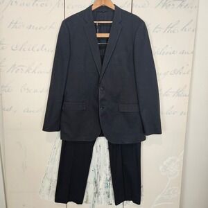 J.Crew Ludlow Suit 44L Navy Blue Larusmiani Italian Cotton Blazer Pants Men
